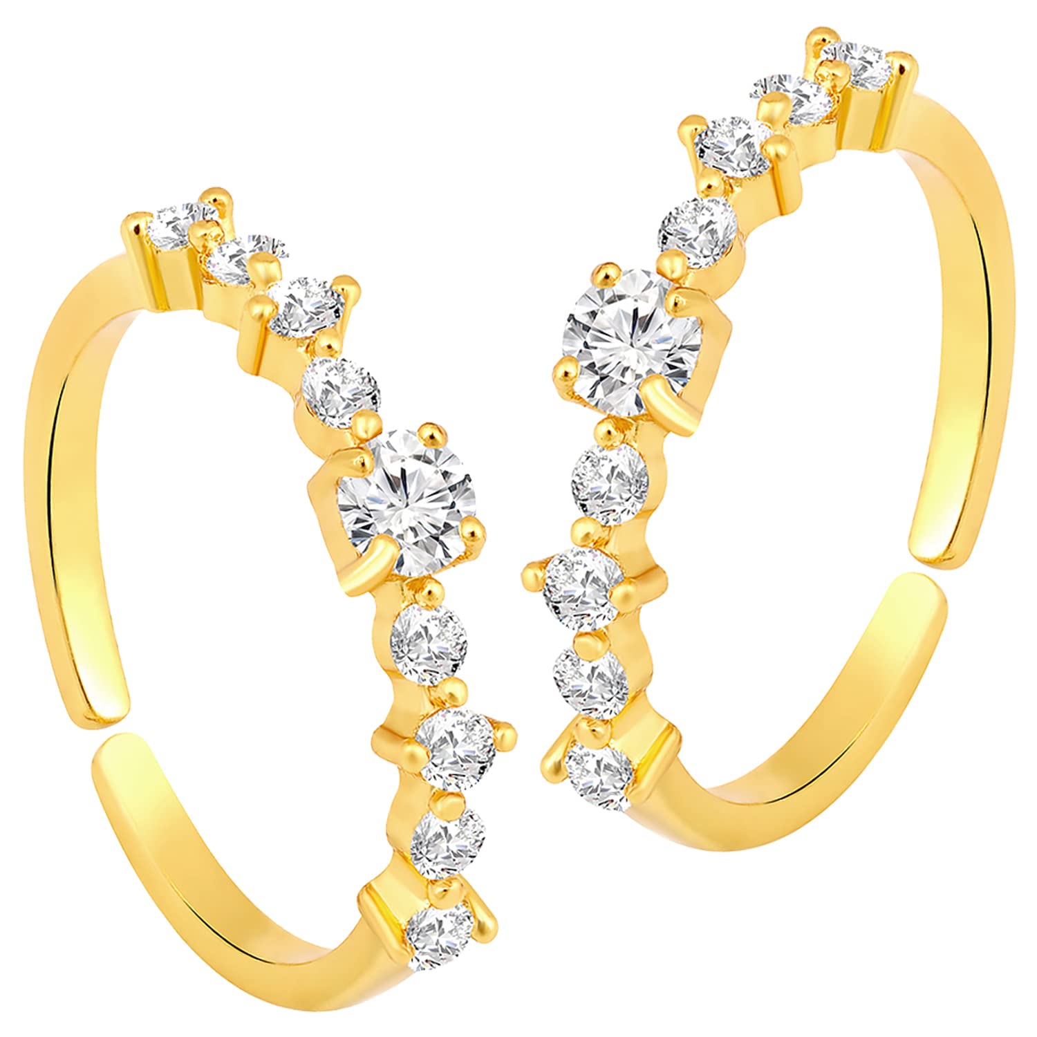 Cubic Zirconia Studded Adjustable Toe Ring Stylish Bichiya Fancy Daily Regular Jewellery for Women