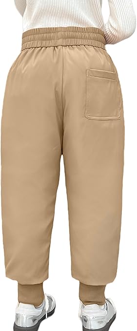 SEAUR - Jongens Sneeuwbroek Kinderen Winterbroek Meisjes Fleece Gevoerde Softshell Waterdichte Wandelbroek Dikke Warme Outdoor Broek, Zwart, XXL