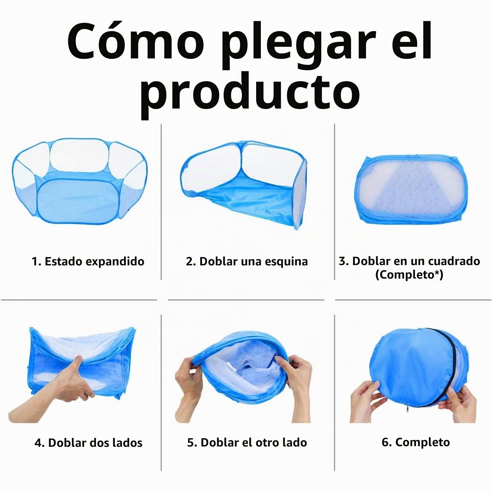 Tienda Jaula Plegable, Parque de Animales Pequeños, Tienda de Jaula Plegable para Animales, Tiendas de Jaulas para Mascotas Plegables, para Cobayas, Conejos, Hámsters, Chinchillas y Erizos, Azul