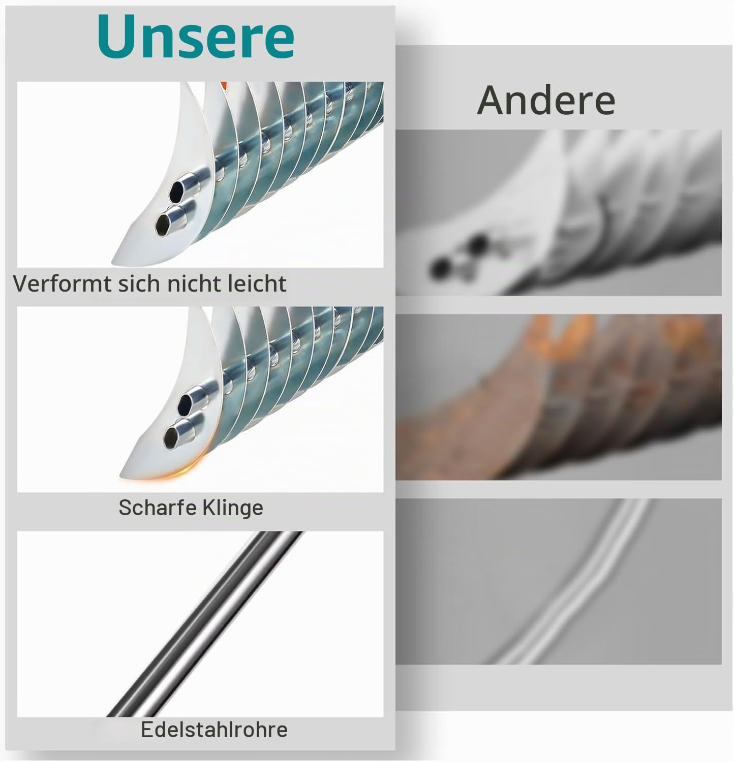 Gartenrechen Vertikutier-Rechen für den Rasen, mit Verstellbarem Stiel, Robuster Rasenrechen Rasenpflege Werkzeug für Sauberes Rasenfilz & Laub