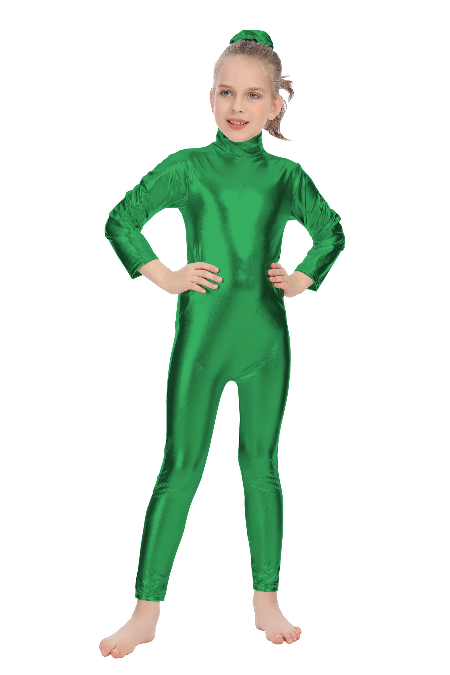 Carnavalife Bodies de Danza Brillante para Ballet, Mono de Manga Larga con Cremallera, Leotardo Body Nude para Gimnasia Deportiva Rítmica, Jumpsuit Niña Elástico Bailarina Yoga 1-12 años