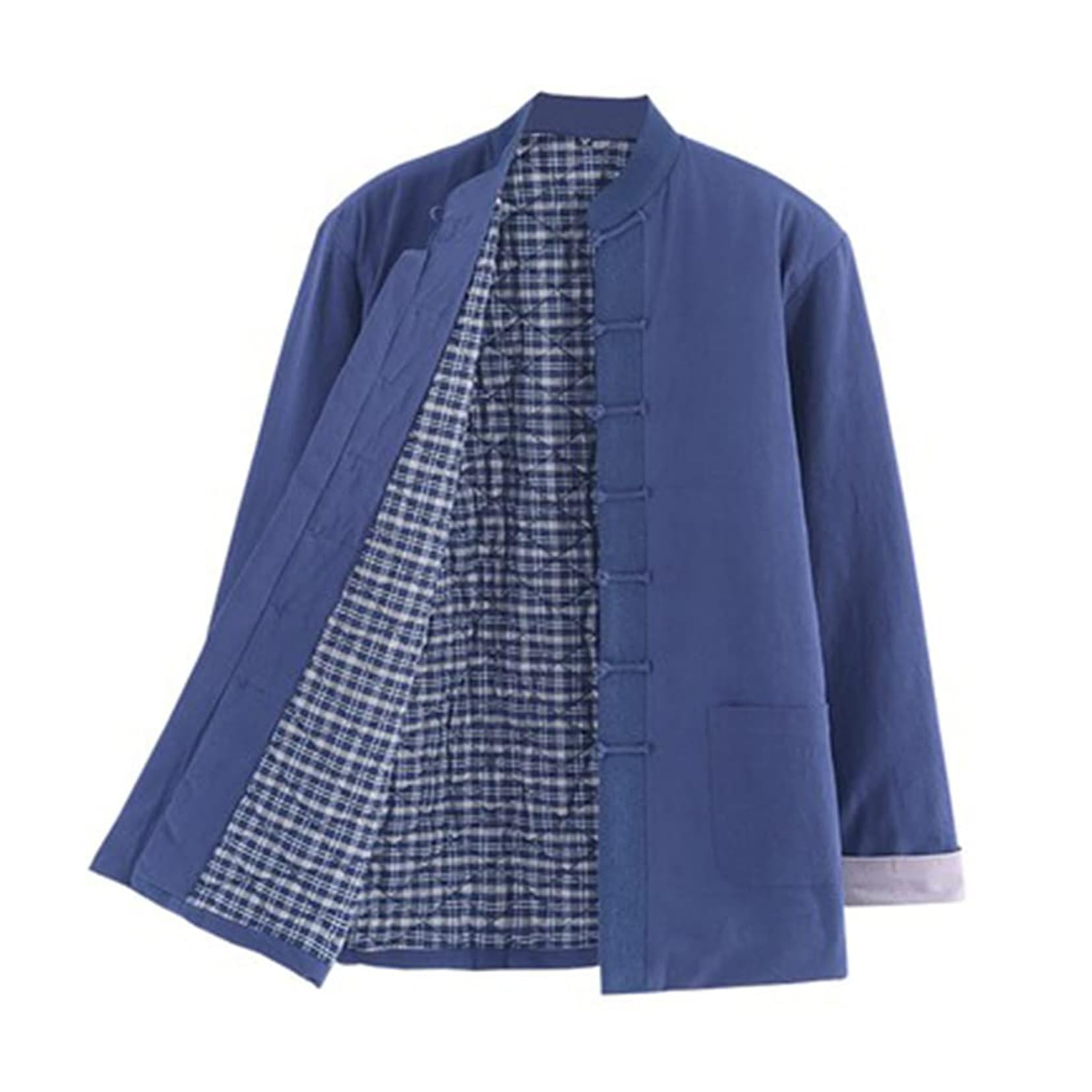 Traje Tang, Chaquetas gruesas de invierno for hombre, abrigos de algodón, uniformes cálidos de tai chi, ropa china de kung fu y wing chun(Blue 2_3XL)