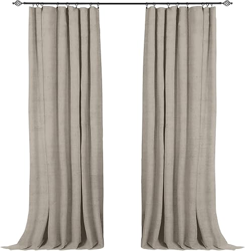 Miniatura 9 de 100% Blackout Shield Cortinas opacas de lino de 120 pulgadas de largo, juego de 2 paneles, anillos de clipcortinas opacas con bolsillo para barra,