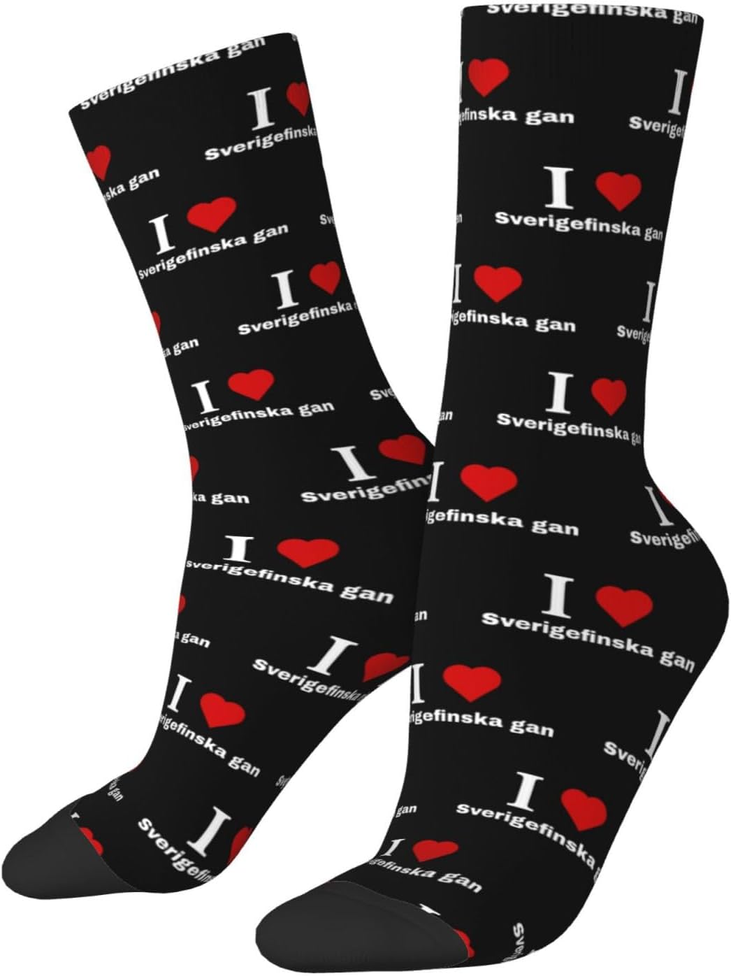 I love Sverigefinska gan Socks For Men Women Sport Crew Athletic Running Wicking Socks