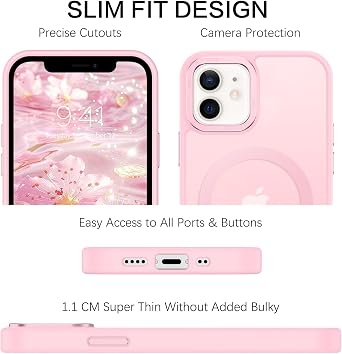 BENTOBEN for Magnetic iPhone 12 Mini Case, Phone Case iPhone 12 Mini [Compatible with Magsafe] Slim Fit Matte Design Shockproof Bumper Drop Protective Girls Women Boy Men iPhone 12Mini Cover, New Pink
