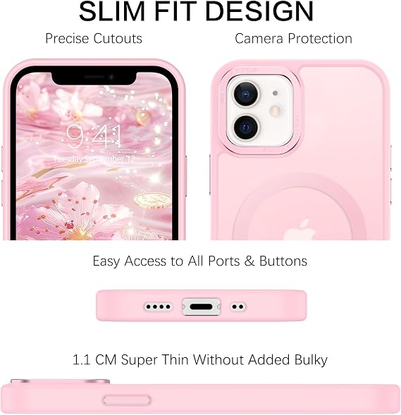 BENTOBEN for Magnetic iPhone 12 Mini Case, Phone Case iPhone 12 Mini [Compatible with Magsafe] Slim Fit Matte Design Shockproof Bumper Drop Protective Girls Women Boy Men iPhone 12Mini Cover, New Pink