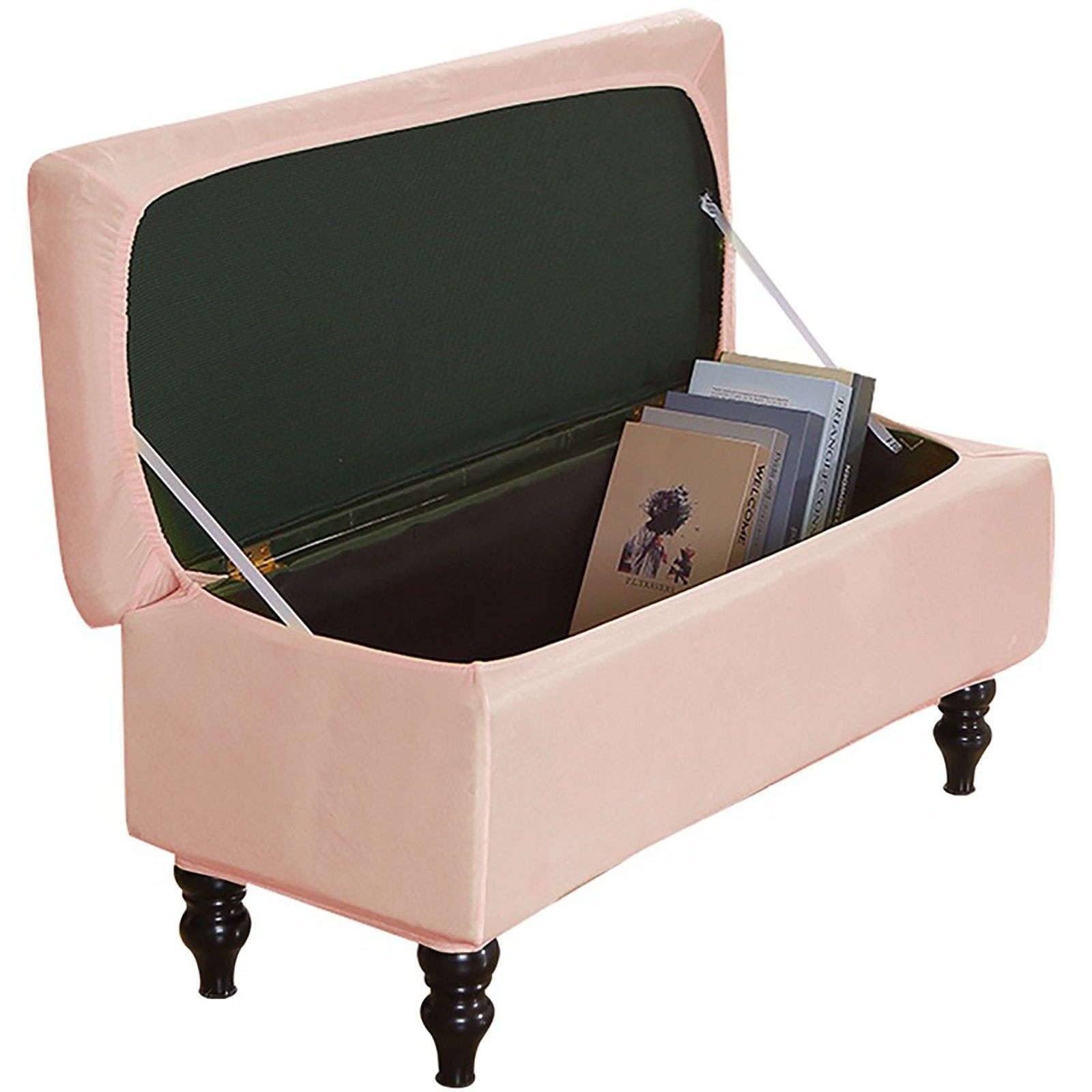 Housse de pouf antidérapante en velours stretch rose pour lit