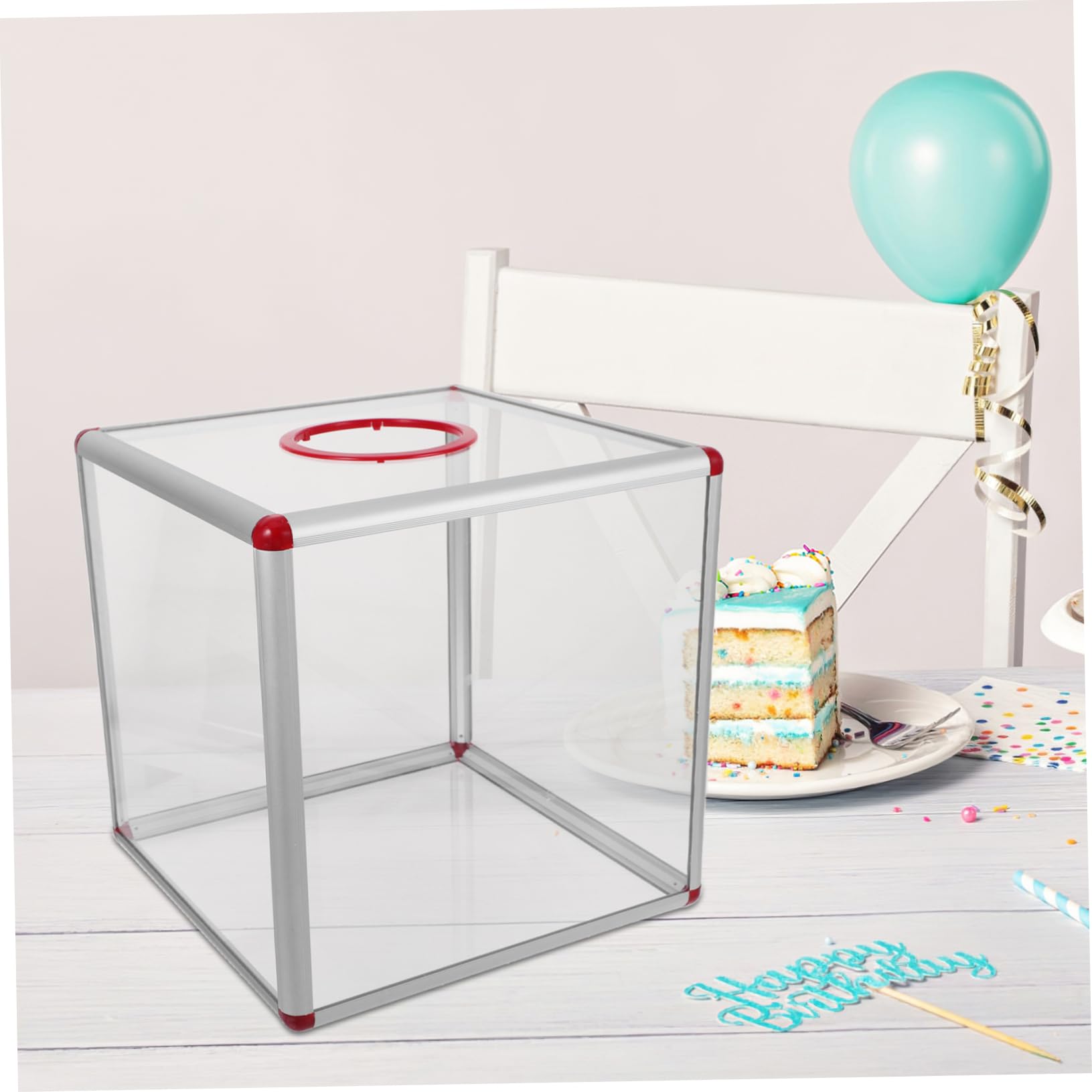 Alipis Urne Transparente en Acrylique avec Fente pour Conteneur de Stockage D'argenté, Facile à Assembler, pour Mariages et Fêtes d'anniversaire