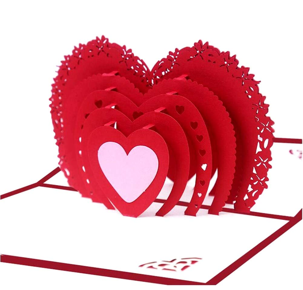 Valentinstagskarte Muttertag Geschenkkarte 3D Karte Pop Up Karte Toshine Pop Up Grußpapier Karte Valentinstag Karte, Jahrestag Pop Up Karte, Romance Karte für Frau Geburtstag Hochzeit (Herz)