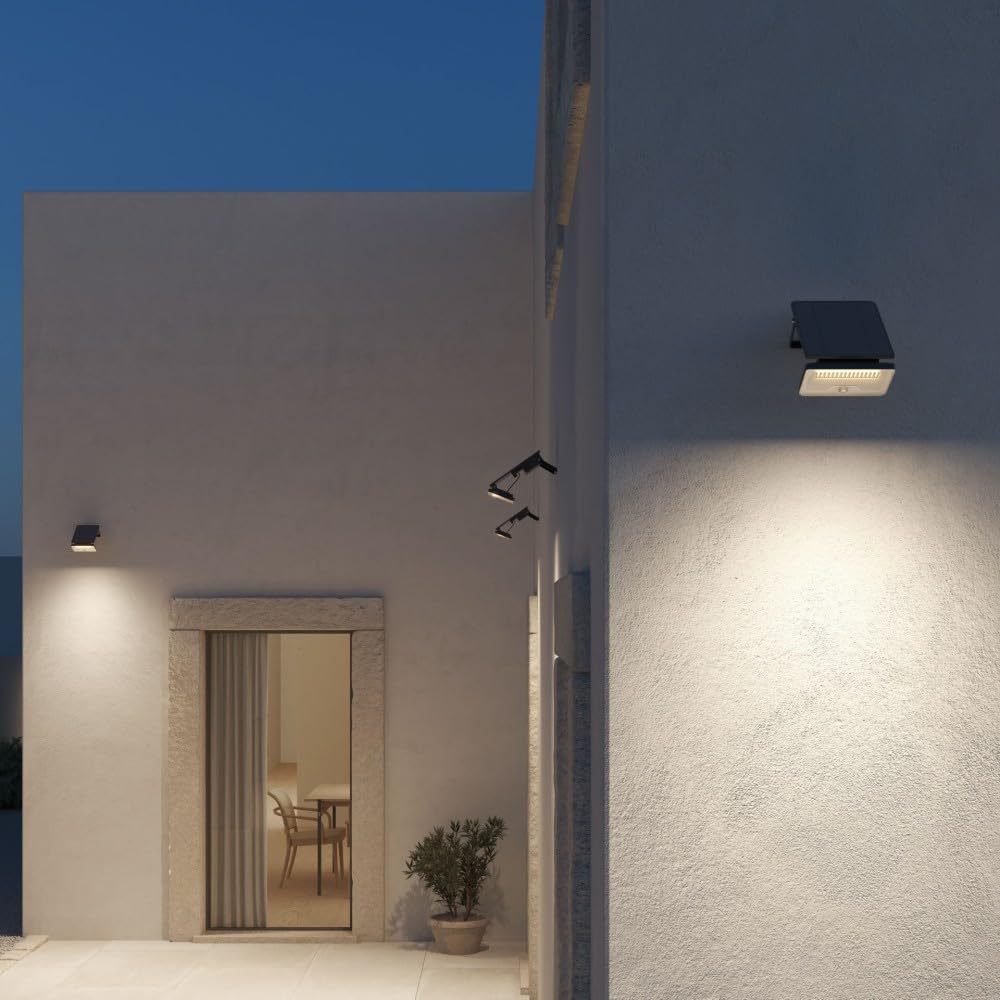 BENEITO FAURE Sky Solar Sensor lampa solarna LED z czujnikiem ruchu i zmierzchu, 8 W, 1600 lm, 4000 K, IP54, biała