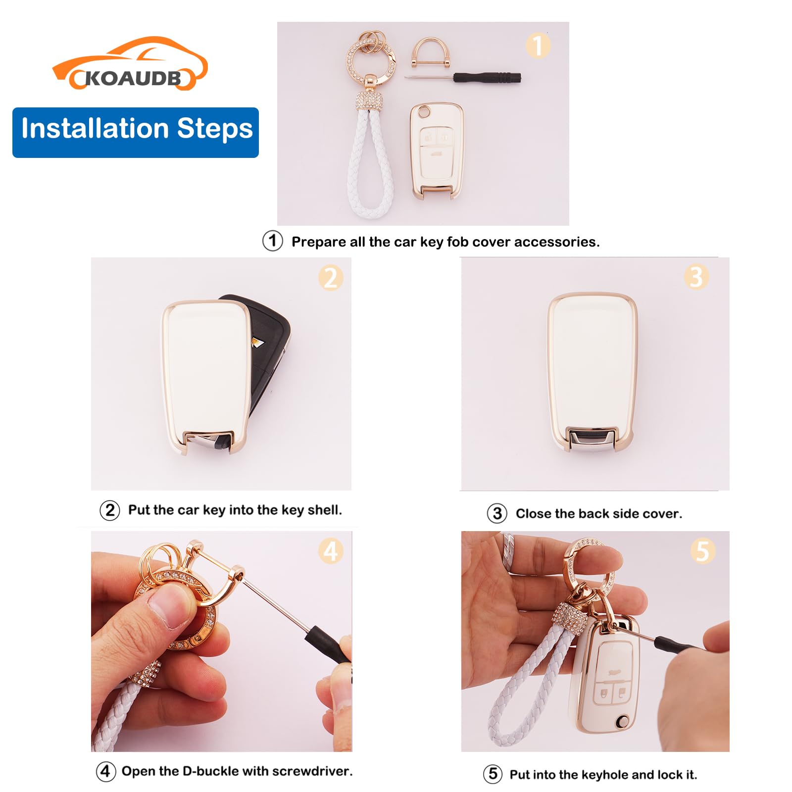 Car Key Cover Cases Keychain Compatible with Vauxhall Opel Astra Insignia Vectra Zafira Meriva Mokka Chevy Cruze Captiva Orlando Holden 2 3 Button Flip Folding Key Fob Case (Chv-3F) — view 4