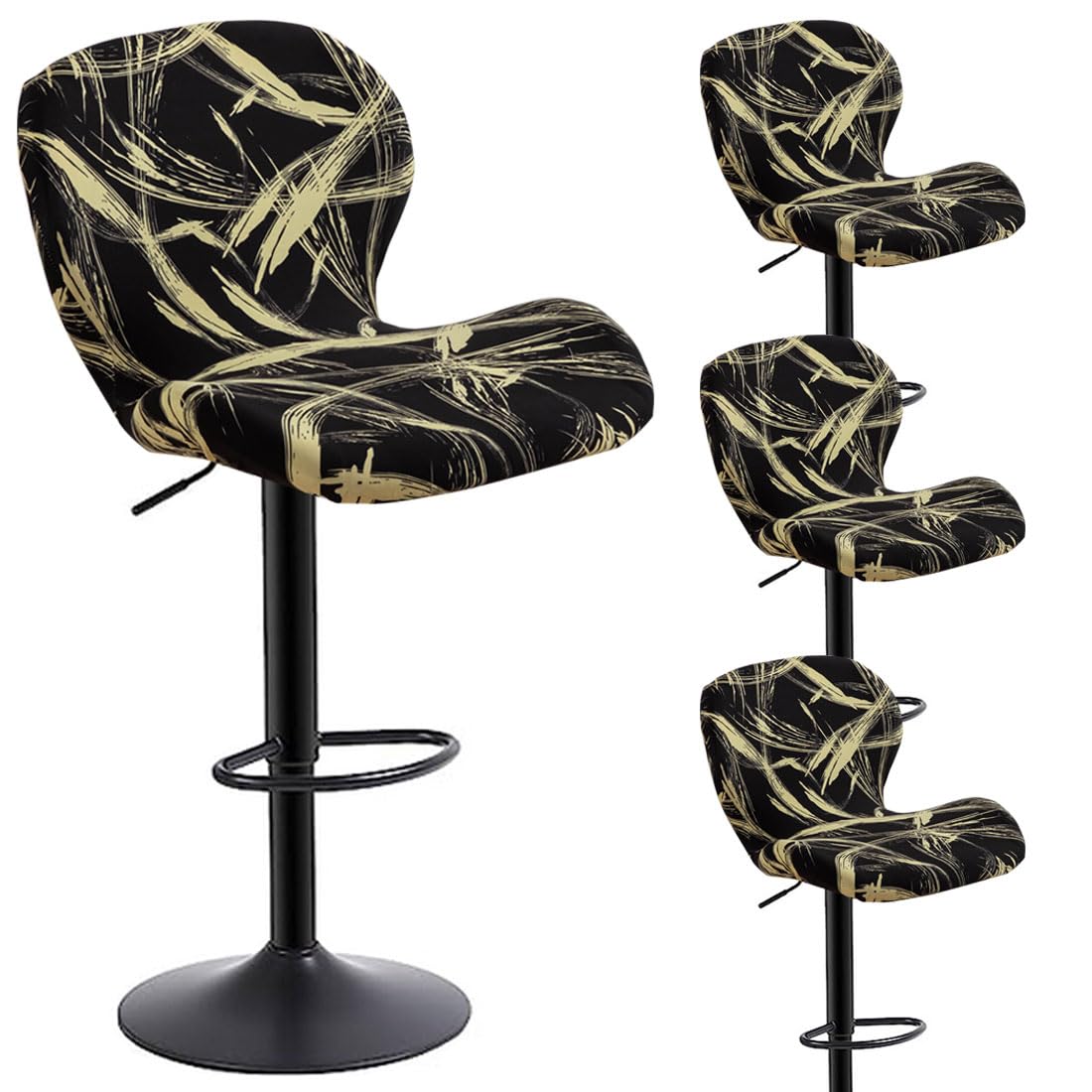 Levoberg Housse de Tabouret de Bar Incurvé Extensible Housse de Tabouret de Comptoir avec Dossier Couverture de Tabouret Rotatif Chaise Haute de Cuisine 4 Pièces #7