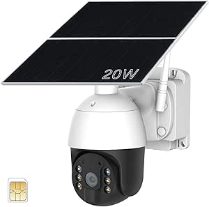 4G/3G LTE Solar Outdoor Surveillance Camera with SIM Card, Wireless Surveillance Cameras, Color Night Vision, Two-Way Audio, Motion Detection Alarm, IP66 Water Proof asin的图片
