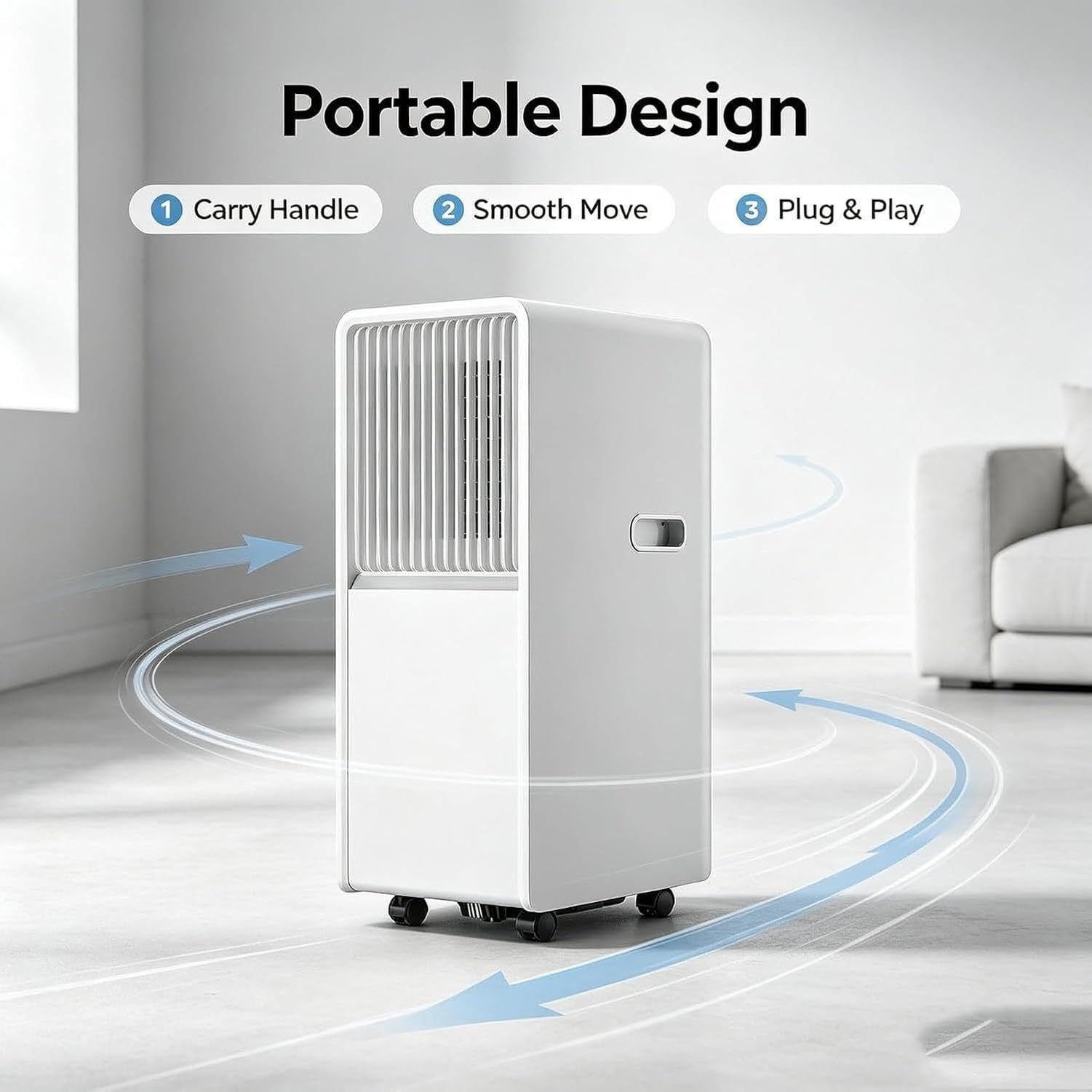 Aire Acondicionado Portátil 12000 BTU Unidad AC Móvil con Mando Digital y Deshumidificador, Kit de Ventana Rápido para Enfriar Hogar y Oficina, Style 5, 15000 BTU