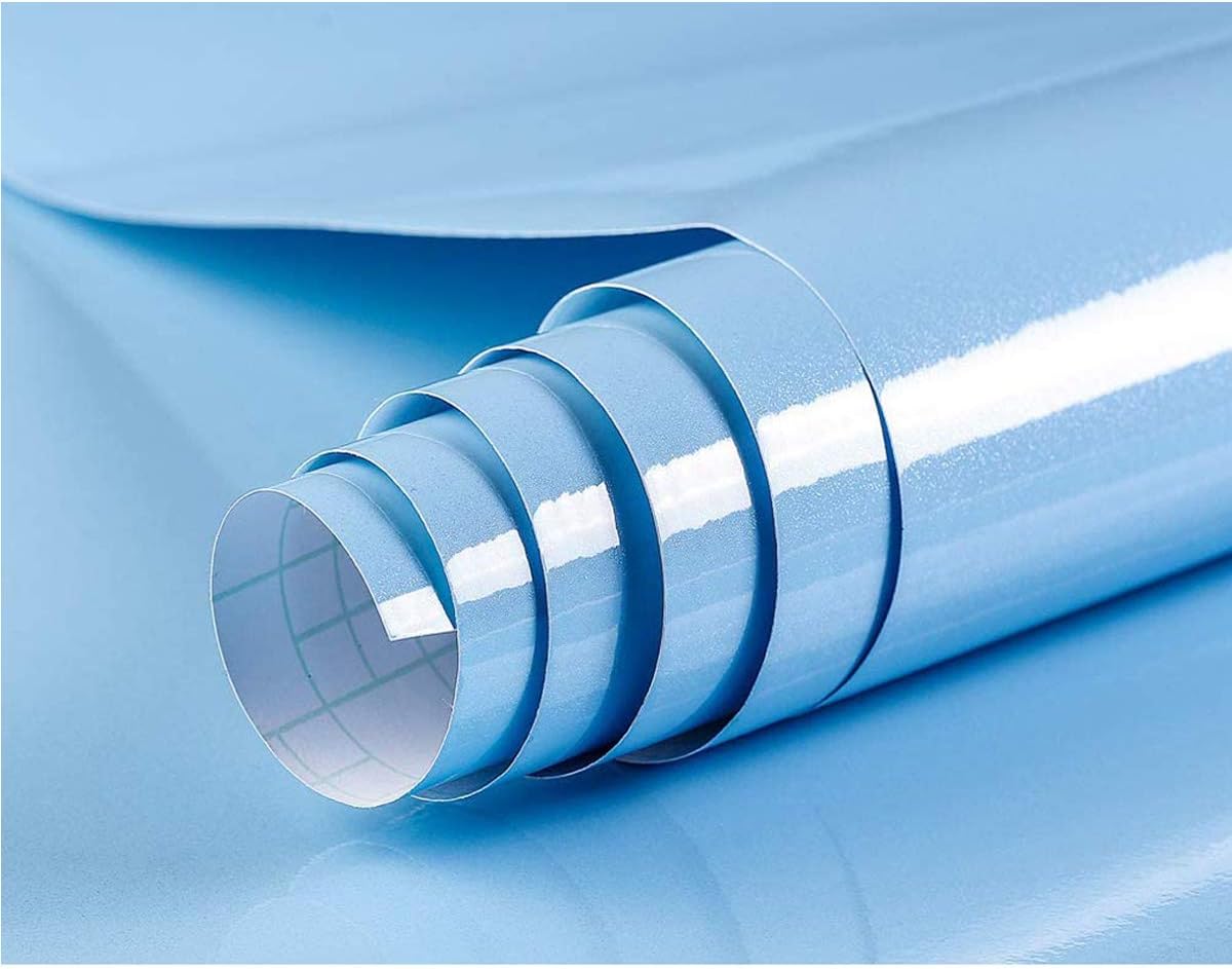 Tinkei Shiny Blue Contact Paper SelfAdhesive Contact Paper Countertops for Kitchen Wallpaper