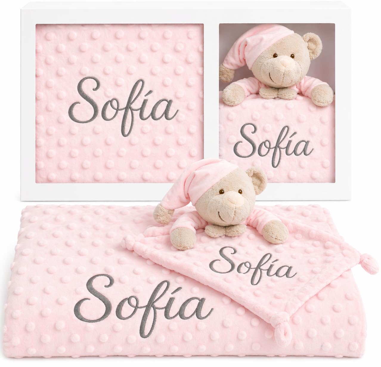 Pack Manta + Doudou Personalizados con Nombre Bordado Regalo Recien Nacido