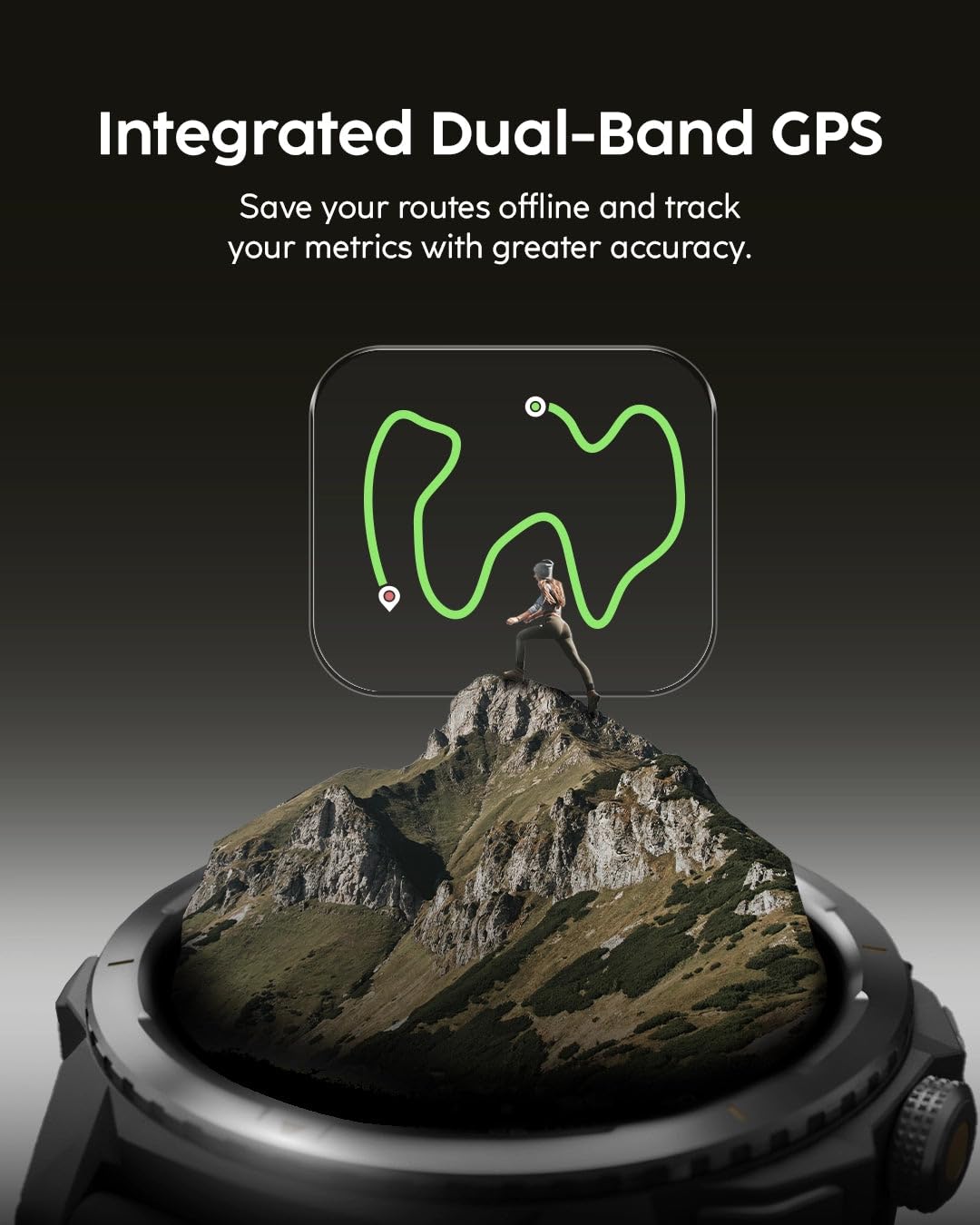 Cubitt Terra Rugged Smartwatch with Dual-Band GPS, 1.48” AMOLED Display, Offline Maps, VITA AI, AI Coach, Readiness Score, 5ATM, 14-Day Battery – Military Green