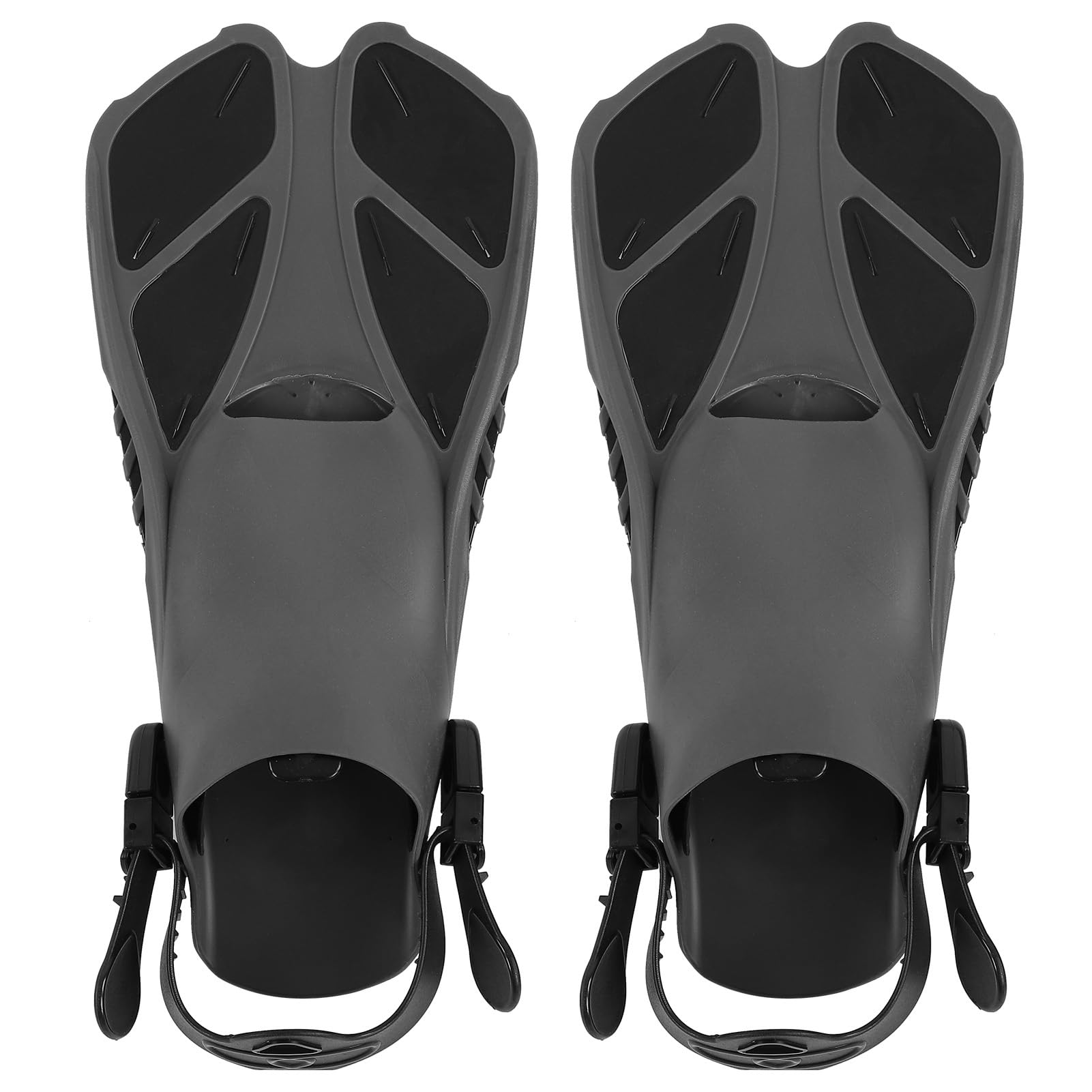 Snorkel Fins, 2PCS Adjustable Swim Fins Long Diving Flippers Adjustable Buckles Open Heel Swim Flippers for Swimming (XL)