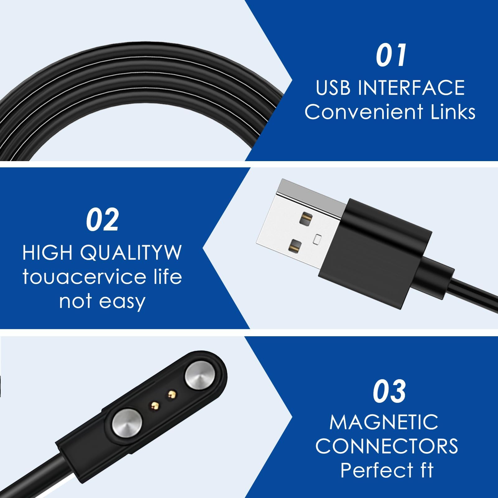 Chargeur Montre Connectée Universel Magnétique 2 Broches - Câble USB Compatible 2,54mm à 2,84mm Pour Smartwatch