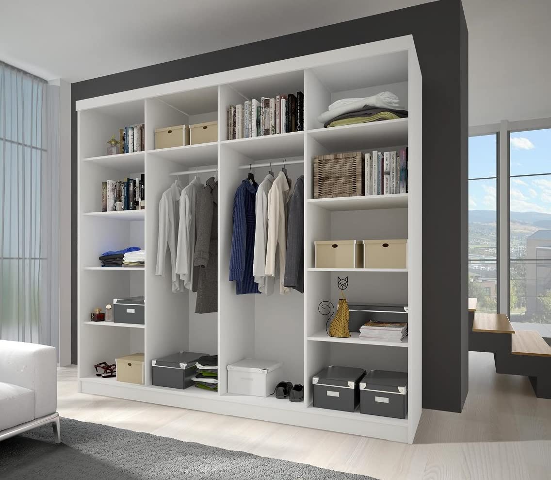 Fabryka Mebli Idźczak Schlafzimmer-Set Komplett - Astral Bettgestell - Kleiderschrank mit Spiegel, Nachttisch, Kommode- Innovativ, Stilvoll, Modern