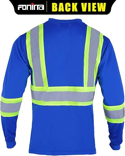 Miniatura 3 de FONIRRA Camisetas reflectantes de seguridad de alta visibilidad para hombres con manga larga ANSI Clase 2