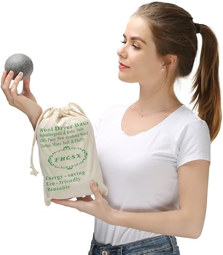 Miniatura 9 de FHQSX Bolas de secado de lana orgánica XL paquete de 6 suavizante de tela natural reutilizable reduce las arrugas las hojas de secadora alternativas