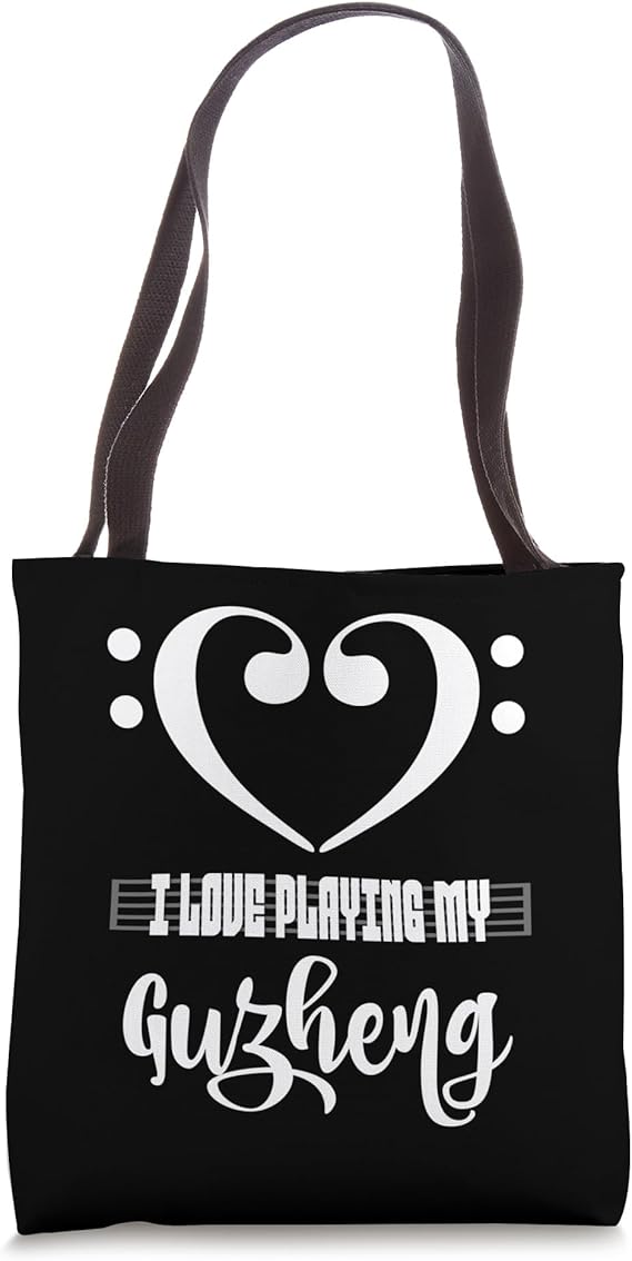 Bass Clef Musical Heart I Love Playing My Guzheng Musician Tote Bag