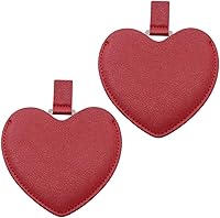 Vista 3 de Incauca 2 mini espejos de acero inoxidable con cubierta de piel sintética, espejo de bolsillo compacto en forma de corazón, bonito espejo