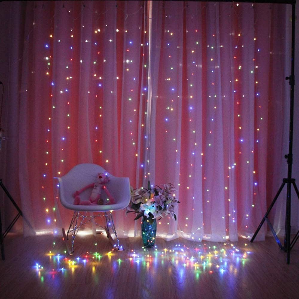 Amazon.co.jp: LEDカーテンライト,窓のカーテンの妖精の文字列ライト