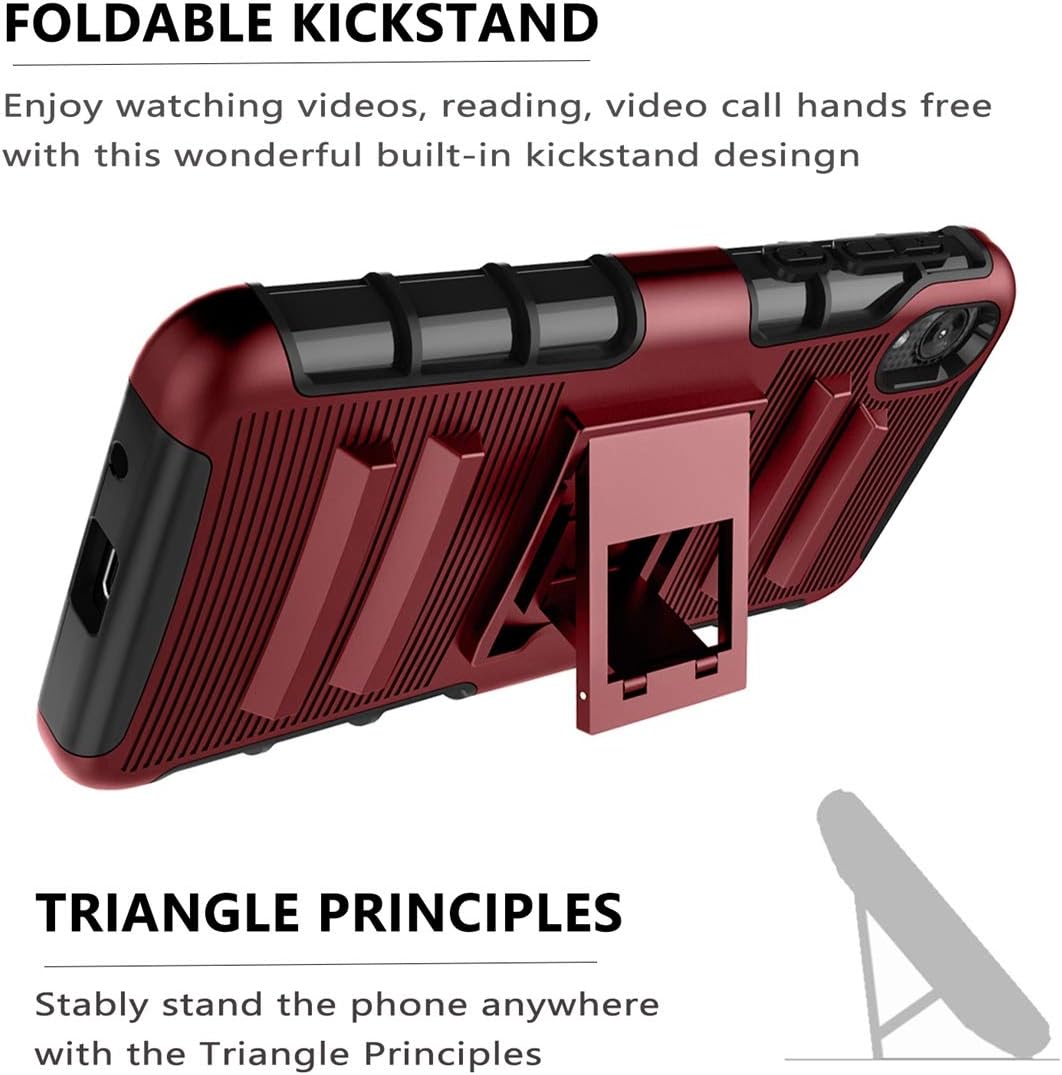 Cmore-Moto E6 Case with Screen Protector Soft [2 Pack],Motorola E 6th Gen Case,[Built-in Kickstand] Dual Layer Heavy Duty Non Slip Shockproof Bumper Rugged Case for Men/Women-Blue