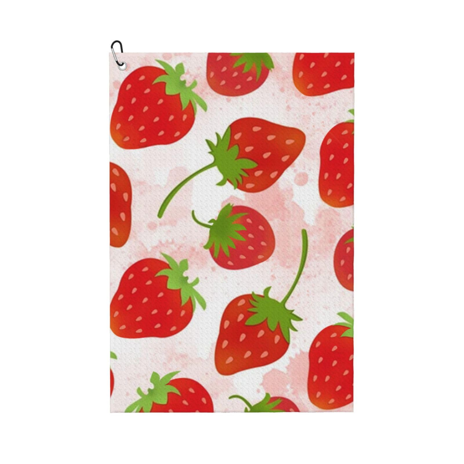 Hnnkloy Strawberry, 16x24 in Portable Waffle Golf Towels with Carabiner Clip for Golf Bag