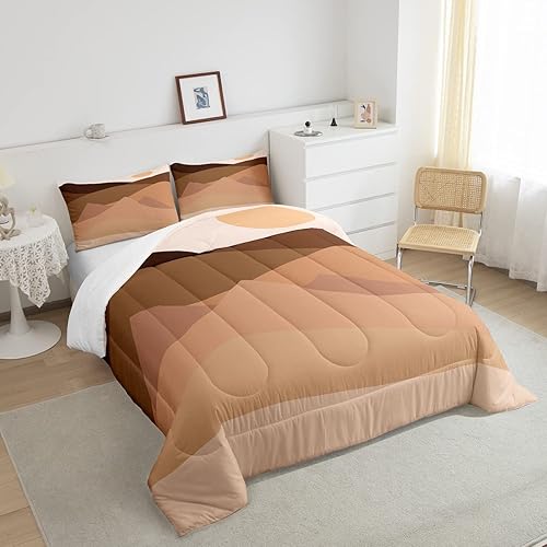 Miniatura 4 de Erosebridal Juego de ropa de cama de estilo rústico con diseño geométrico de montaña, tamaño individual, juego de ropa de cama de arte abstracto,