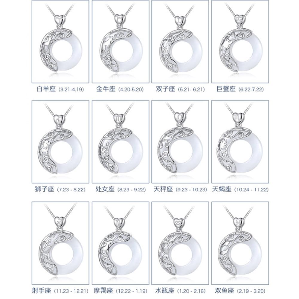 Feng Shui， Halskette aus Sterlingsilber, Sternzeichen für Frauen, Elegante Damen, natürlicher Jade-Kreis, chinesische Harmonie-Schnalle, Anhänger, Schmuck, Mädchen-Geburtstagsgeschenk