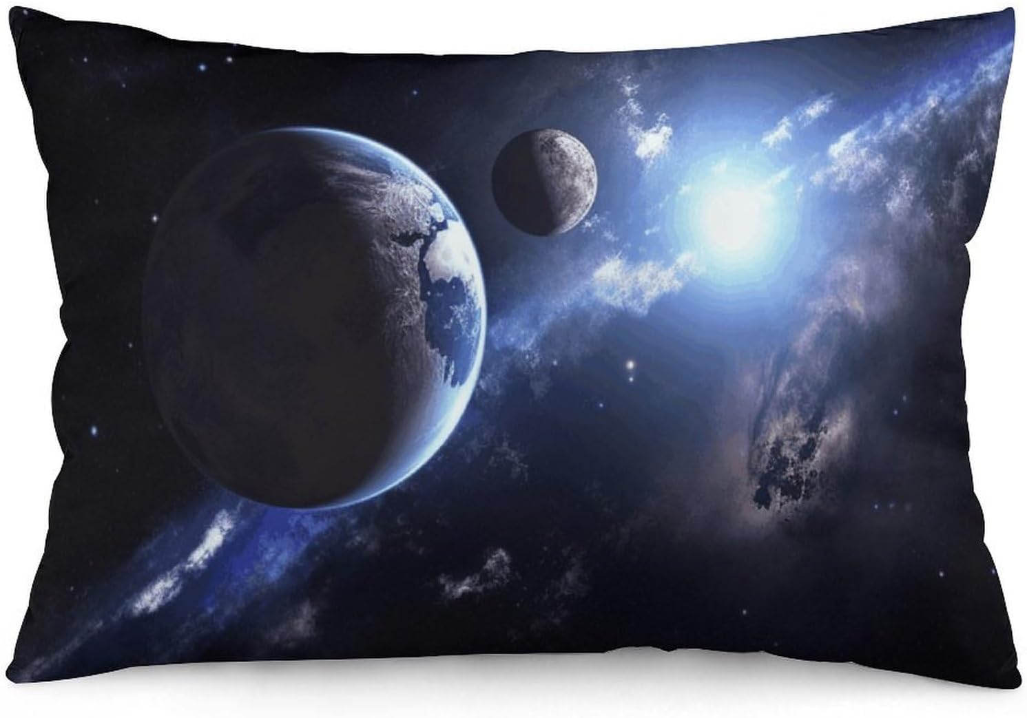Earth and Moon Pillow Cases Queen Size Set of 1 Soft Comfortable Throw Pillows Covers Decorative Pillowcase with Zipper Bed Cushion Covers for Couch Sofa Bedroom 12 "x20