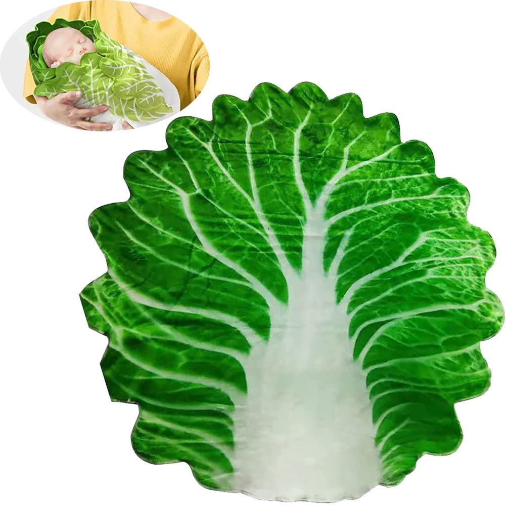 Stakee Men's Green Baby Wrap Blanket Cabbage Blanket Cozy Flannel Throw Blankets Baby Swaddle Wrap Blanket For Boys Girls
