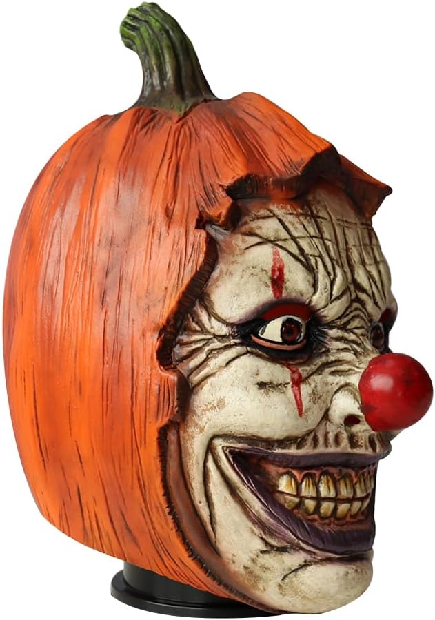 Halloween Mask Clown Cosplay Costume Horrifically Hilarious: Halloween Clown Pumpkin Latex Mask