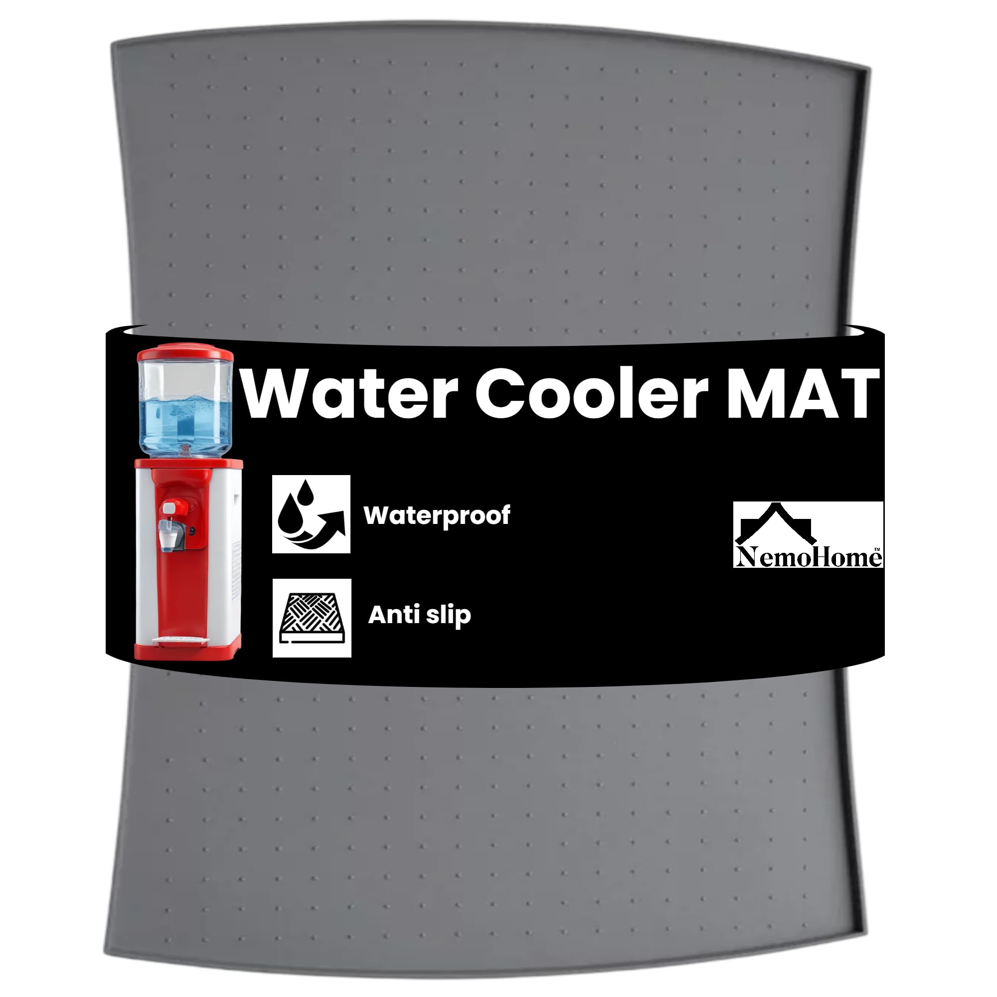 Water Cooler Dispenser Mat for Hardwood Floor and Countertop, Heat Resistant, Support Heavy Weight, Large, Grey
