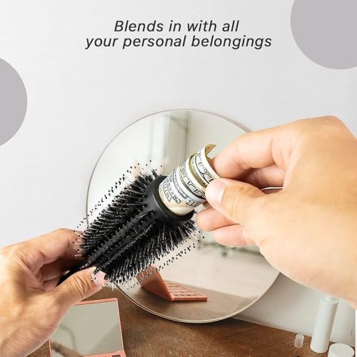 Miniatura 7 de WYZworks Cepillo redondo para el cabello con compartimento oculto secreto, contenedor seguro para dinero, joyas, llaves de casa, objetos de valor,