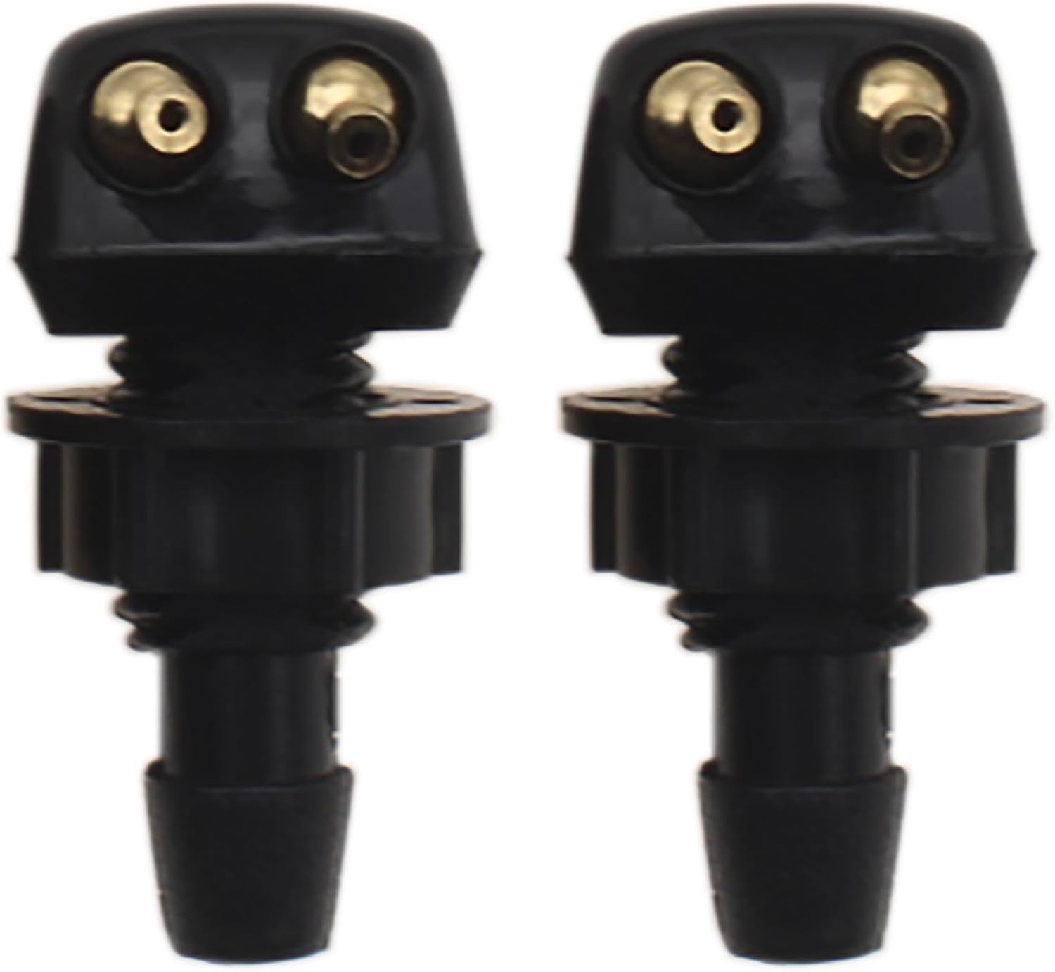 2PCS Car Wiper Washer Nozzle Black Double-hole Front Windshield Washer Nozzle Replacement Fit for Most Car