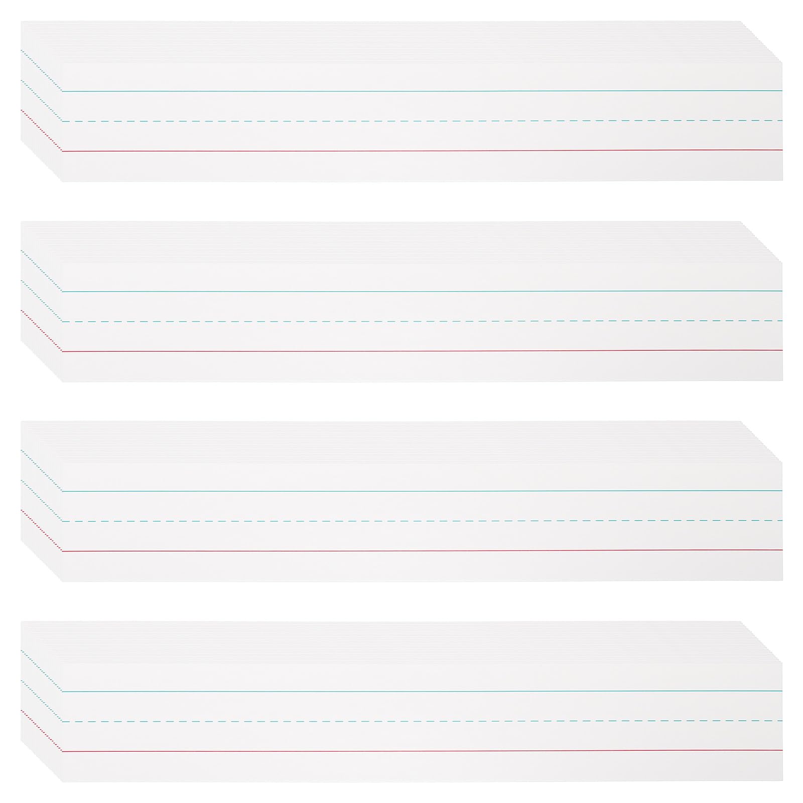 PATIKIL 100 Sheets Dry Erase Sentence Strips, 2" x 12" Reusable Cardstock Blue Red Lined Writing Paper Ruled Sentence Strips for Teachers Classroom Schedule