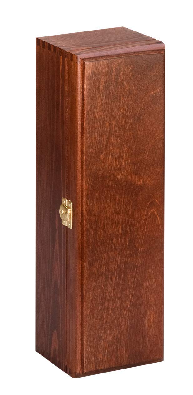 CGB GiftwareSingle Bottle, Wooden Gift Box for Wine, Champagne or Whisky (Brown) Wine NOT Included
