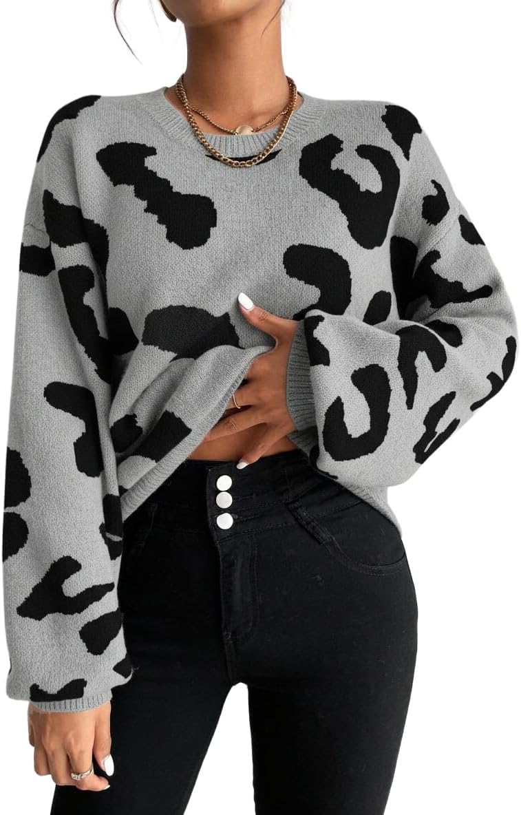 SISKIN Women's Off The Shoulder Color Block Pullover Crew Neck Knit Sweaters Cute Cozy Knitted Sweater for Winter