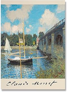 UHYGT Monet Exhibition Poster Barca a Vela Giardino Paesaggio Wall Art Museum Tela Pittura Stampe astratte Monet Immagini Home Decor 50x70cmx1 No Frame