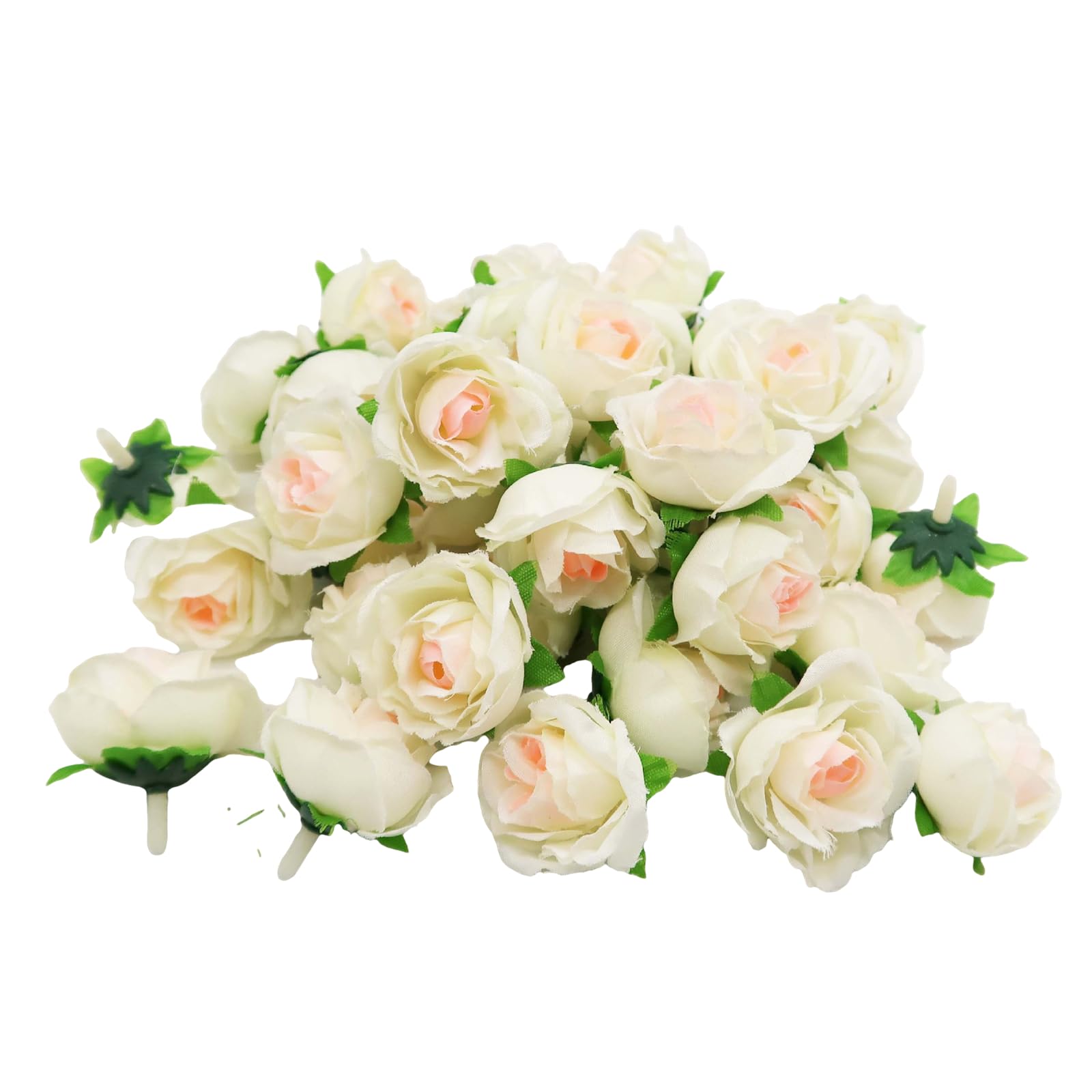 EXQIOUR 200Pcs Small Artificial Rose Head 1.18Inch Rose Buds for Wedding Cake Wedding Party Table Centerpieces Album Decoration Flower Head
