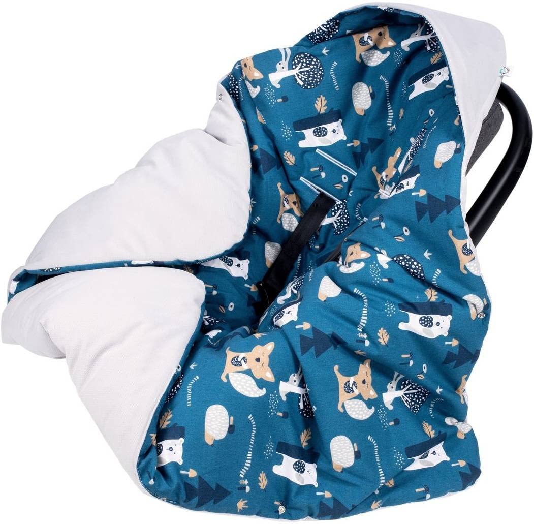 Infantilo Universal Hooded Blanket Car Seat Parent (Navy Forest)
