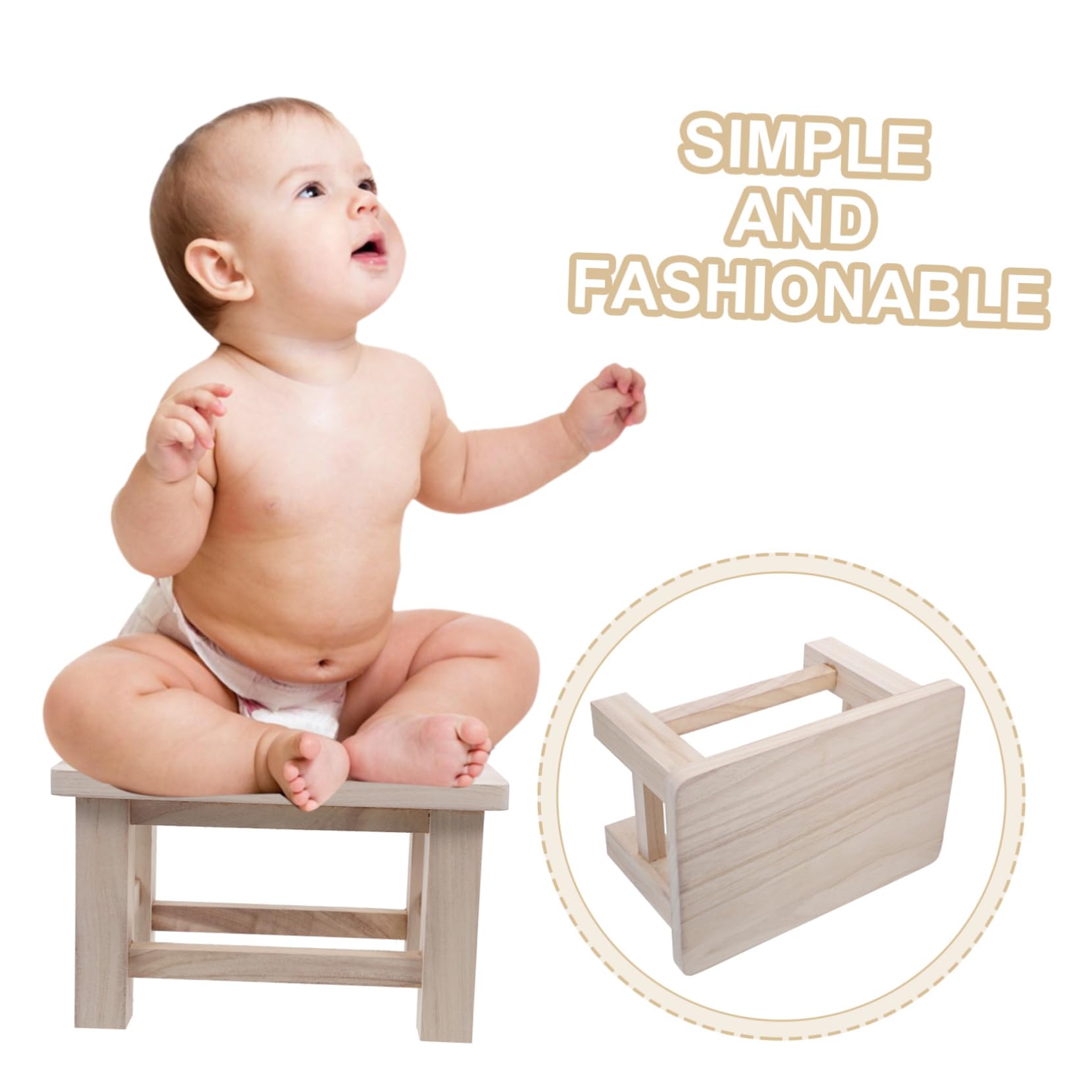 Taburete Banco Beige Pequeño para Cambiar Zapatos de Madera Maciza y Superficie Lisa Bordes Redondeados Adecuado para Uso Hogar