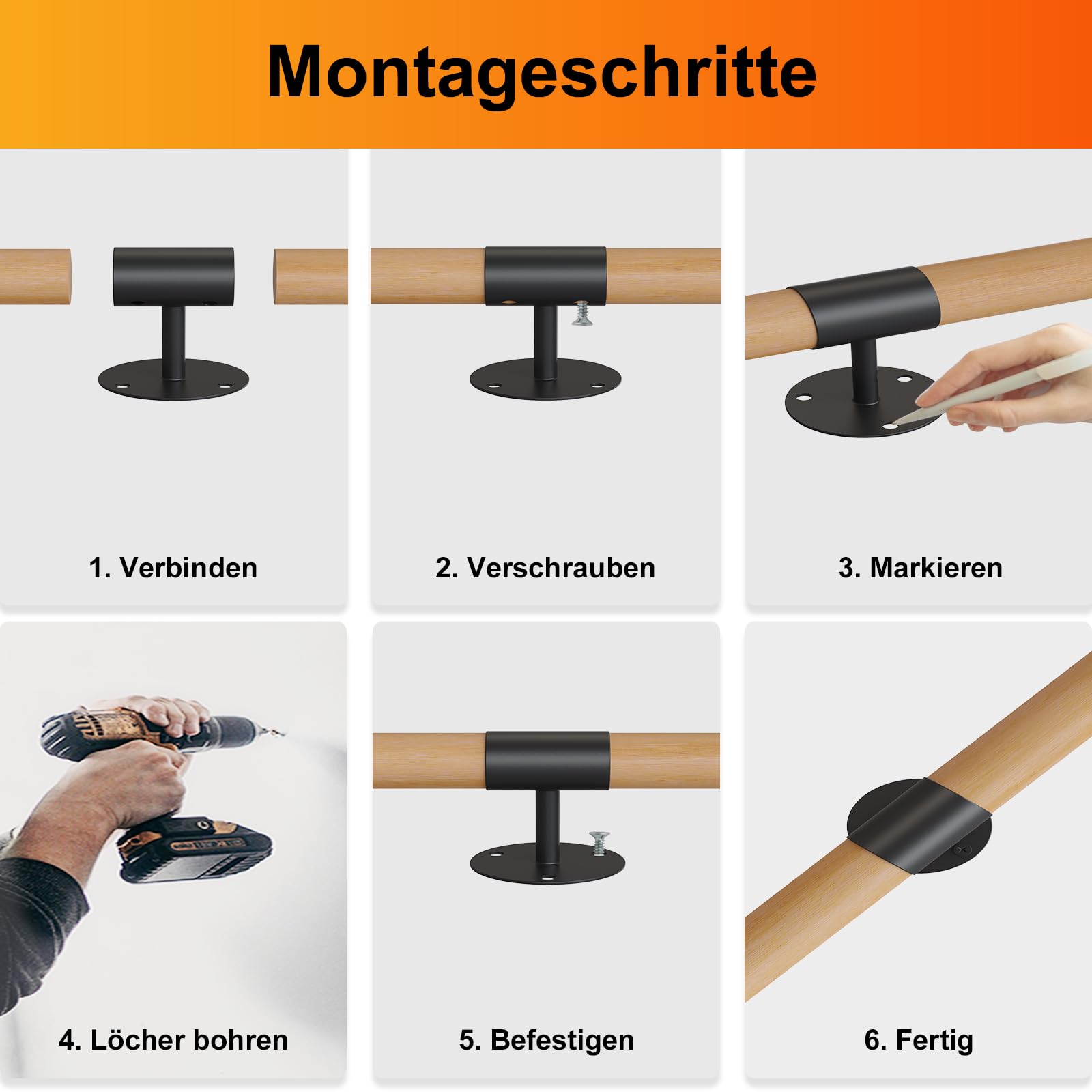 Handlauf Holz,Buche Holz Handlauf Innen Treppengeländer Geländer Treppe Wandhandlauf Wand Treppe seitliche Montage Handläufe Auswahl Länge 30-600 cm (Beech, 90cm)