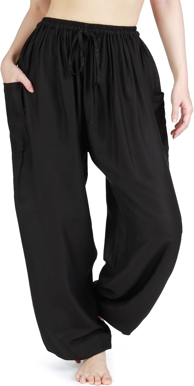 Lannaclothesdesign Harem Pants Women – Boho Elephant Pants High-Waisted Hippie Clothes with Pockets for Yoga