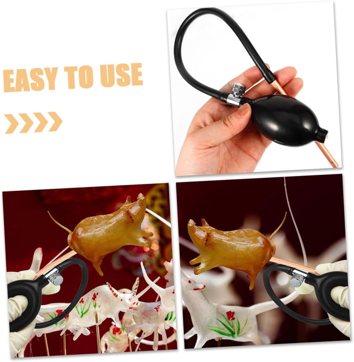 Sugar Art Blower Pump Kit 3pcs Tools for Candy Sugar Decorations Ideal for Home Stores Bakeries