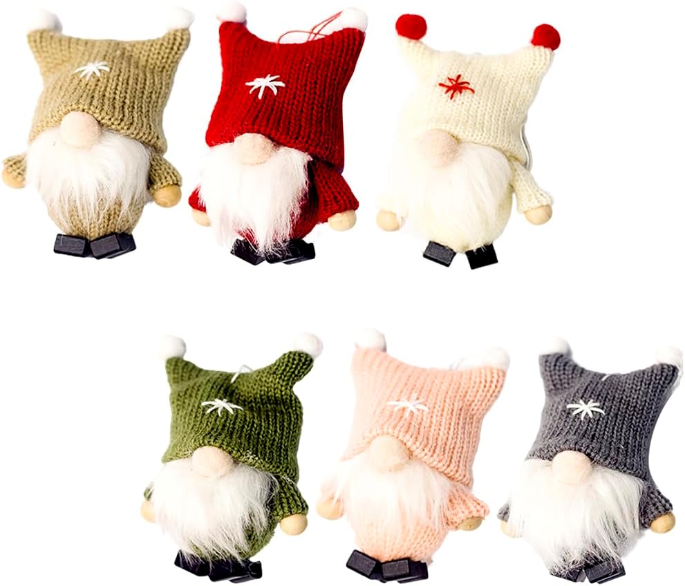 Sosoport 6pcs Random Color Christmas Hanging Wool Angel Doll Ornaments for Home Decoration Plush Decor for Holiday Parties and Christmas Tree